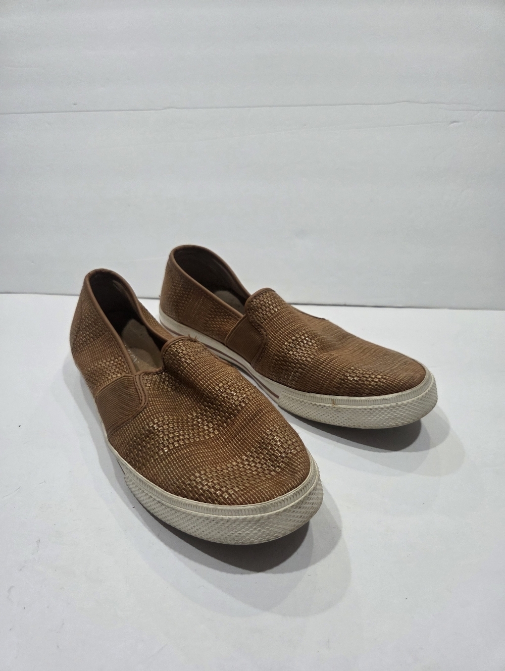 Ralph Lauren Jimmy Women's Woven Slip-On Sneakers in Brown Sz.8 B